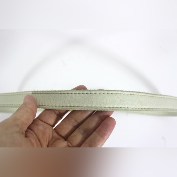 ROOTS Ecru Narrow Leather Belt Cream Off White Winter White - Picture 5 of 7